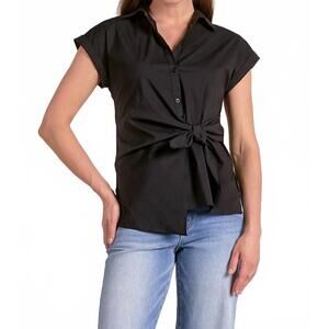 NEW ELAN elsie tie front top in black